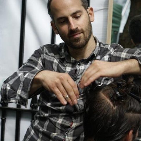 Jonny at work in the salon