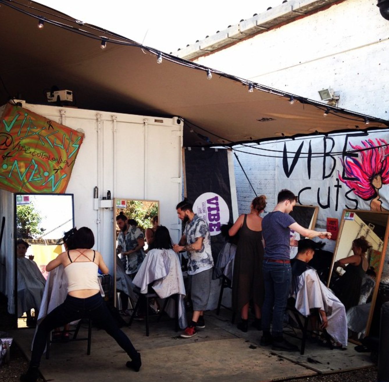 The Vibe Cuts tent in the Vibe Bar courtyard